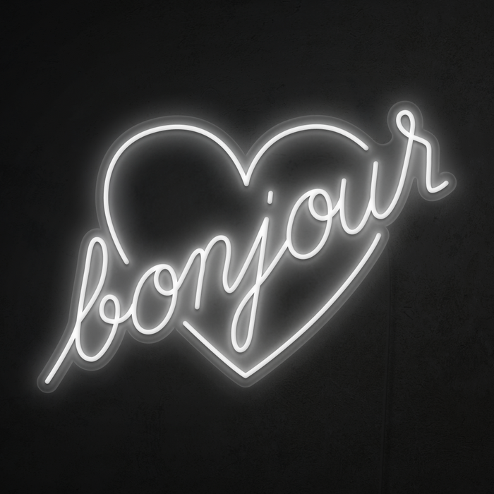 Bonjour Heart Neon Sign