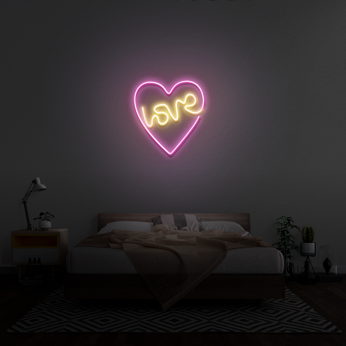 'Love' With Heart Neon Sign