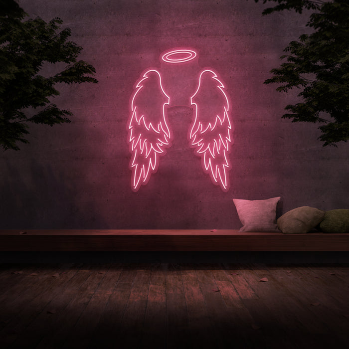 Large Angel Wings & Halo Neon Sign