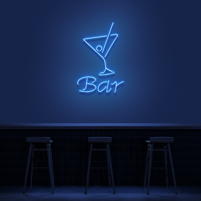 'Bar' + Cocktail Glass Neon Sign
