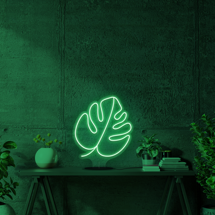 Monstera Leaf Battery Neon Sign