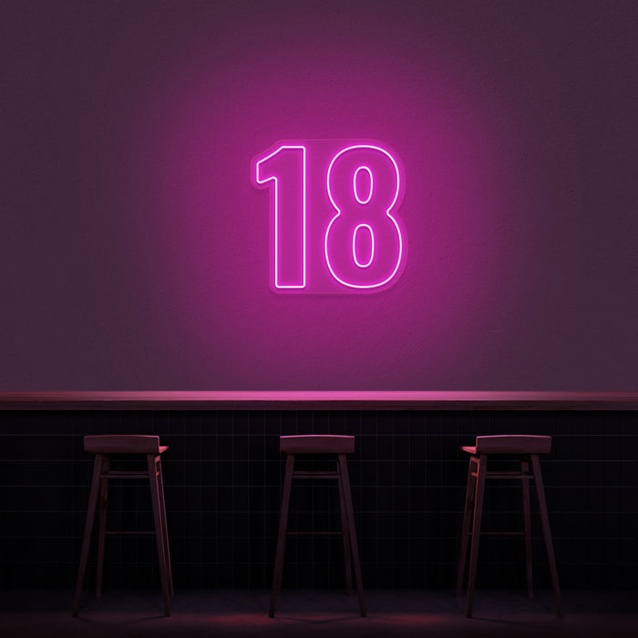 '18' Neon Number Neon Sign