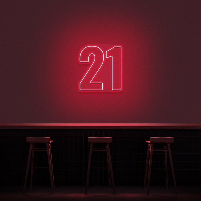 '21' Neon Number Neon Sign