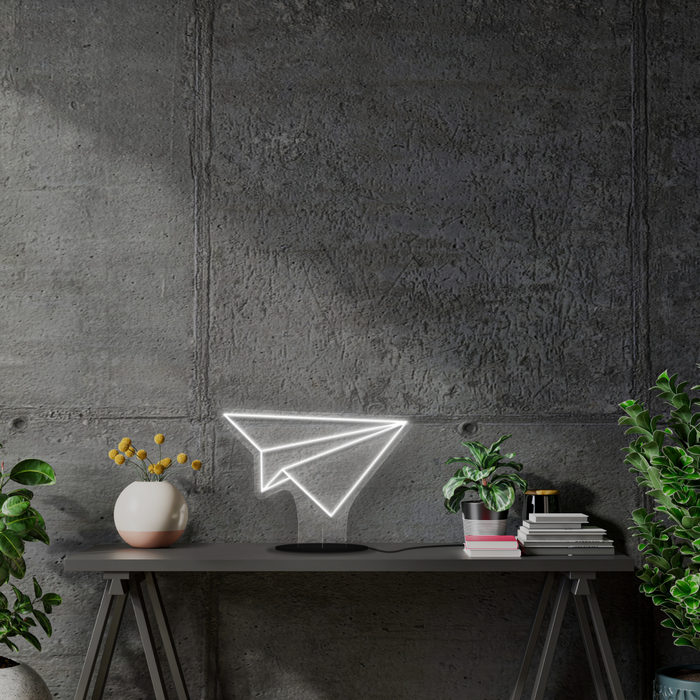 Paper Aeroplane Battery Neon Sign