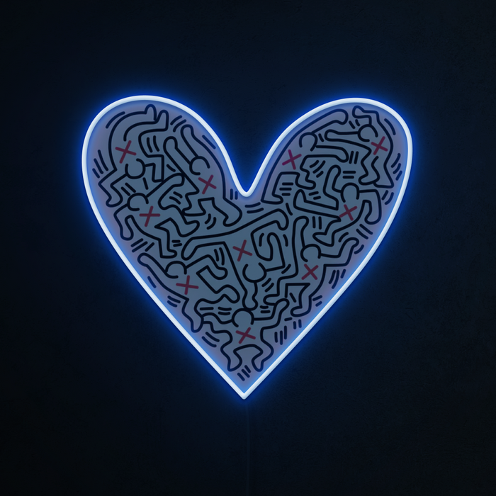 Heart & UV Print Pattern Neon Sign