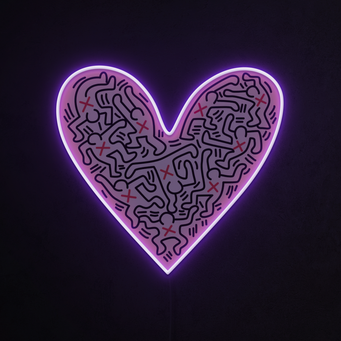 Heart & UV Print Pattern Neon Sign