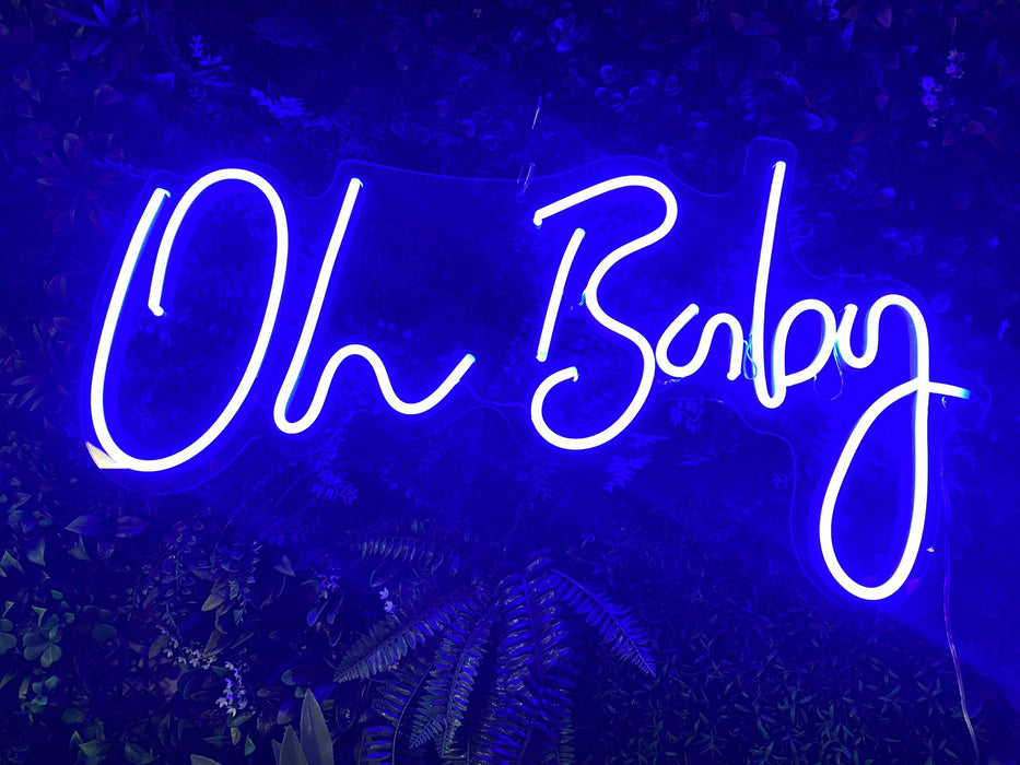 Blue 'Oh Baby' Neon Sign (Next Day Delivery)