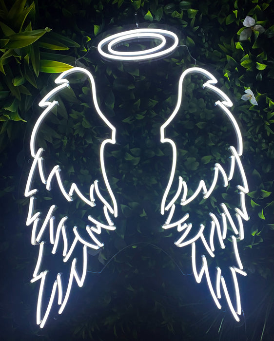Angel Wings & Halo Neon Sign (Next Day Delivery)