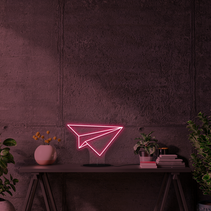 Paper Aeroplane Battery Neon Sign