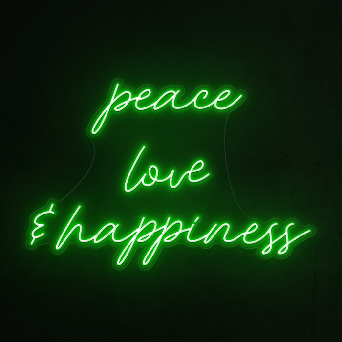 Peace, love & happiness Neon Sign