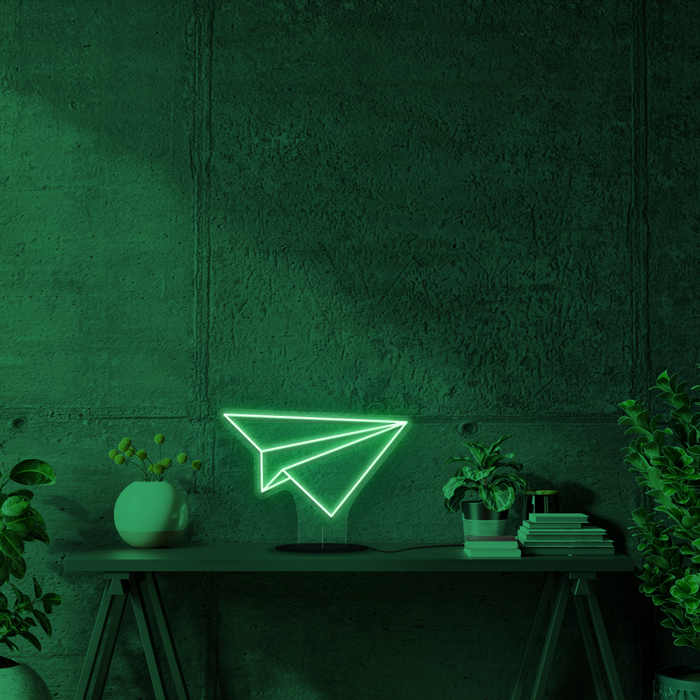 Paper Aeroplane Battery Neon Sign