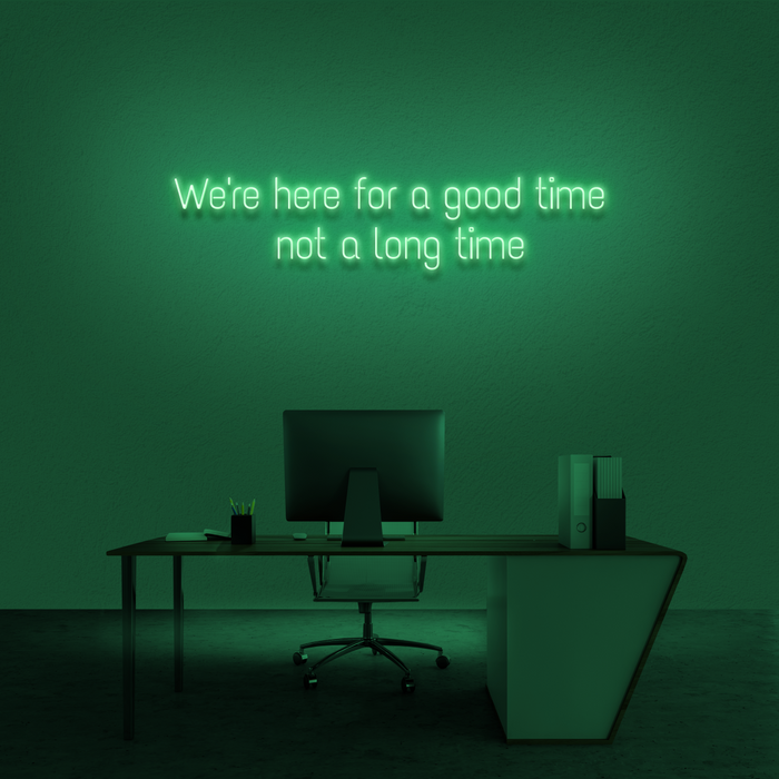 'We're Here For A Good Time Not A Long Time' Neon Sign