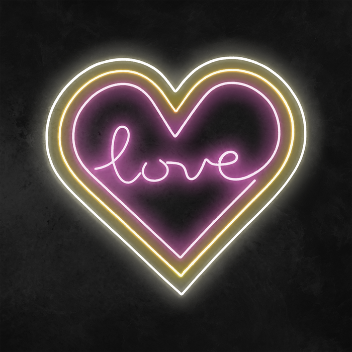 'Love' Triple Heart Neon Sign