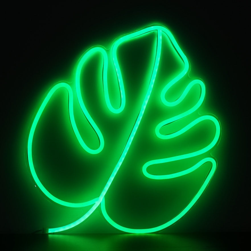 Neon light store leaf