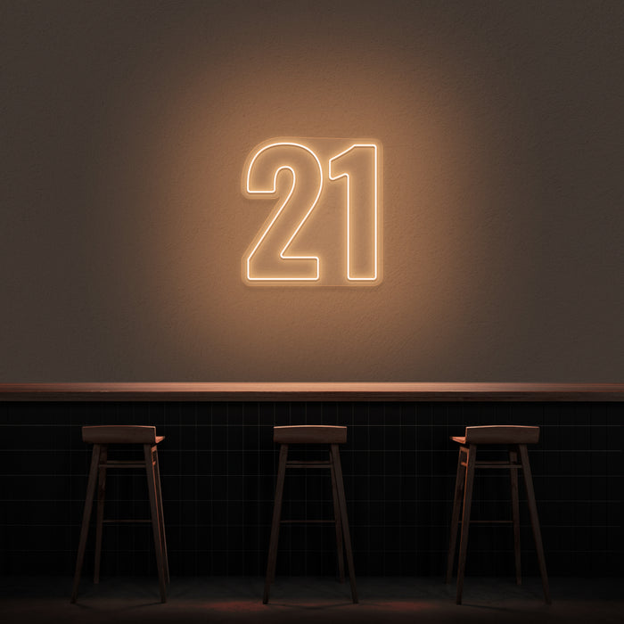 '21' Neon Number Neon Sign