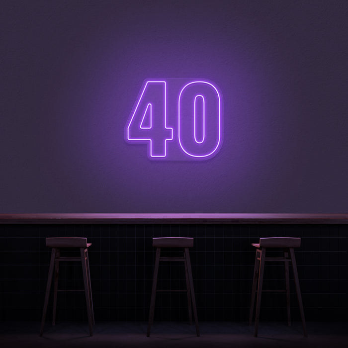 '40' Neon Number Neon Sign