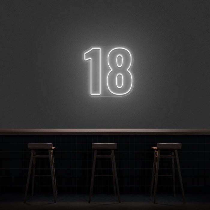 '18' Neon Number Neon Sign