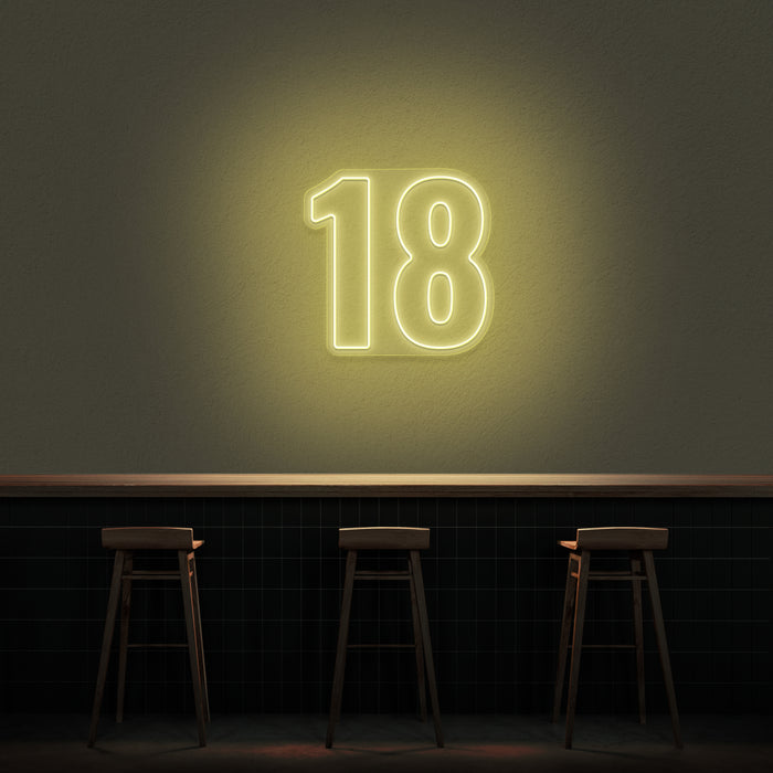 '18' Neon Number Neon Sign