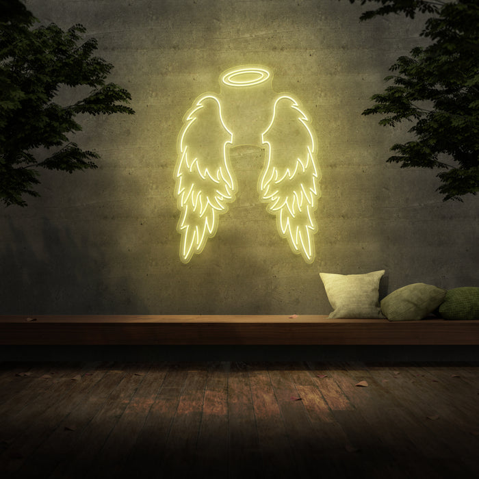 Large Angel Wings & Halo Neon Sign