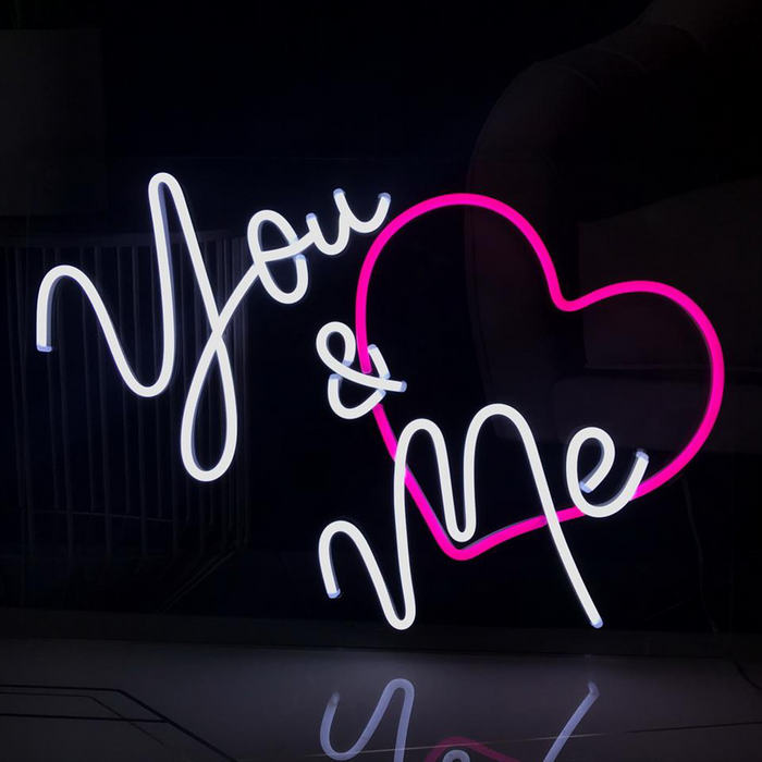 'You & Me' With Heart Neon Sign